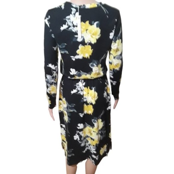 Simier Fariry Black/Yellow Floral Long Sleeve Dress Size Small NWT - Picture 2 of 3
